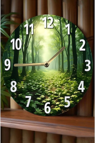 Forest Path Orman Temalı Mdf Duvar Saati Doğal Huzur Ve Sessiz Mekanizma, Kuvars Sdw224 Renkli
