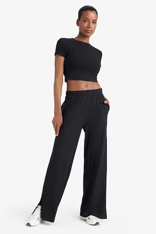 DeFactoFit Wide Leg Cepli Geniş Paça Yırtmaçlı Uzun İnce Sporcu Pantolon E2538AX25SMBK81