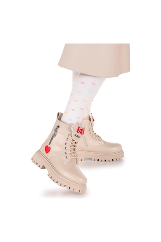 Kiko Kids Bella Günlük Fermuarlı Kız Çocuk Bot Ayakkabı Bej Bej
