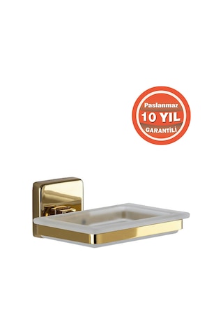 Çelik Banyo Paslanmaz Pirinç Montajlı Kumru Sabunluk Altın Gold