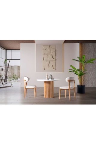 Bruge Modern Yemek Masası Takım 2 Sandalye Beyaz