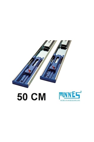 Minnes 50 CM Tam Açılım Teleskopik Frenli Mobilya Çekmece Rayı