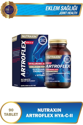Nutraxin Artroflex HYA-C-II 90 Tablet–Tip II Kolajen, Glukozamin, MSM, Hyaluronik Asit Eklem Destek Takviyesi