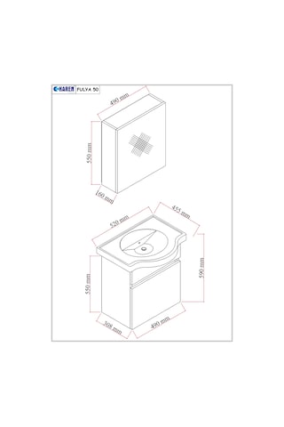 Karen Banyo Fulya 50 Cm Mdf Lavabolu Aynalı Banyo Dolabı Seti Seramik Lavabo Dahil Beyaz Mdf Beyaz