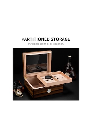 Cigarloong Camlı Puro Kutusu Humidor Ceviz 50's
