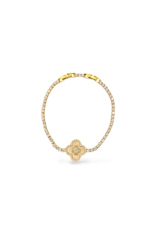 Glowy Aksesuar Gold Su Yolu Yonca Çelik Bileklik