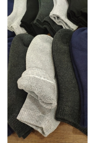 Dikişsiz Kışlık Kalın Havlu Patik Çorap 12 Çift Pamuklu Mavi - Pembe