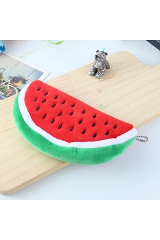 Willowhaven Sevimli Karpuz Peluş Kalem Çantası Kırmızı, Okul & Ofis İçin, 22x12 Cm, Yarım Daire Şekil Kırmızı