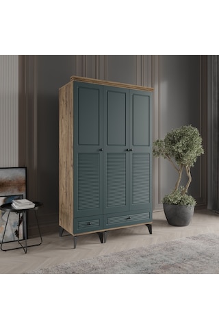 Beenal Nisa 3 Kapaklı Gardırop Dolap 120cm Atlantik Çam-yeşil