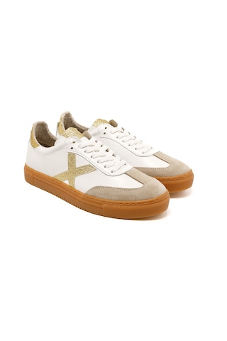 Sneaker Günlük Kadın Mar-25y-192-3030 John May Bej Süet-beyaz Cilt-gold Sim Bej Süet-beyaz Cilt-gold Sim Bej - Beyaz - Altın