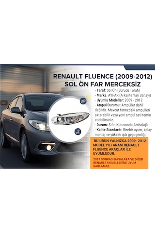Renault Fluence 2009-2012 Sol Far Ayfar Marka 1 Adet