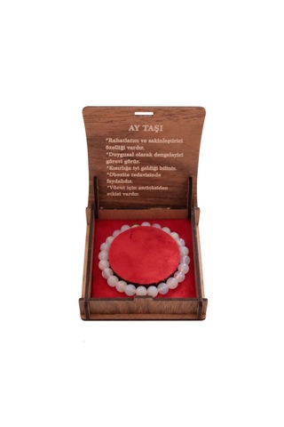 Hediye Kutulu Doğal Ay Taşı Bileklik Duygusal Denge Ve Rahatlık Şeffaf