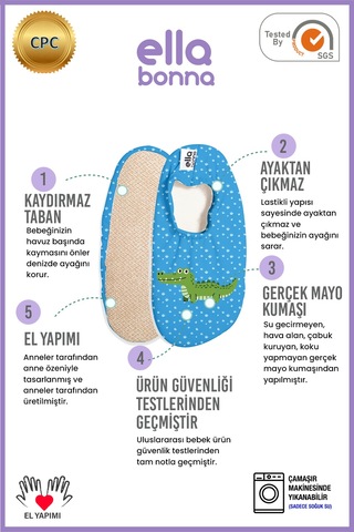 Ella Bonna Kaydırmaz Taban, Unisex Bebek, Çocuk Deniz Ayakkabısı, Havuz Patiği, Sevimli Timsahlar - 536344725 Sevimli Timsahlar - 536344725 Sevimli Timsahlar