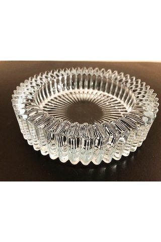 Kristal Lüks Cam Küllük Kristal Lux Küllük 14cm 1 Adet Cam Küllük Cam Beyaz Yuvarlak