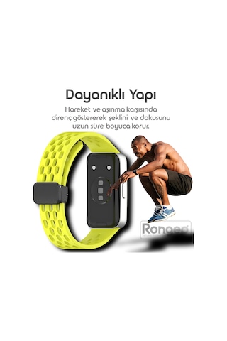 Rongep Huawei Band 10-9-8 İle Uyumlu Delikli Tasarım Air Loop Silikon Kordon Manyetik Toka Mekanizma Sku: Smg8690010102188
