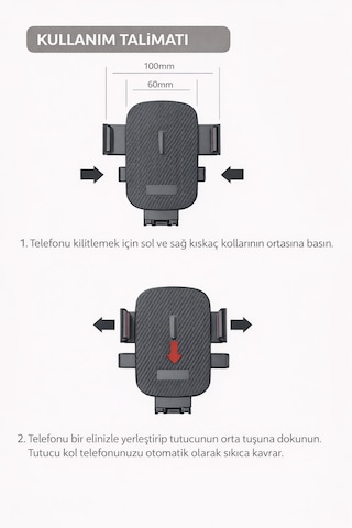 Mega Oto Market Teleskopik Araç İçi Telefon Tutucu Otomatik Kilitli Torpido Üstü Ve Gösterge Paneli Oto Telefon Standı