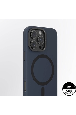 Apple iPhone 16 Pro Max Kılıf Kamera Standlı Magsafe Şarj Özellikli Youngkit Bitty Cream Mavi