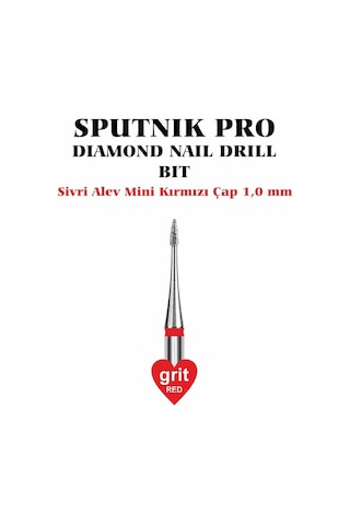 Elmas Sivri Alev Mini Freze Kırmızı Çap 1,0mm
