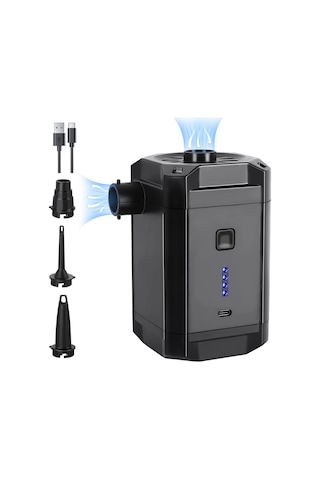 Ximistore9 Siyah Taşınabilir Elektrikli Havalandırıcı, 280l/dk Akış Hızı, 5000mah Pil, 3 Uç, Doldurma/boşaltma, Pil Göstergesi Abs Malzeme