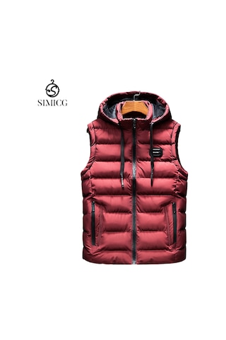 Yeni Dar Kesim, Kalınlaştırılmış, Sıcak Erkek Yeleği Kırmızı