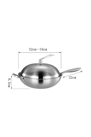 Gaz İndüksiyonlu Ocak İçin 34cm Paslanmaz Çelik Wok Kaplanmamış Diğer