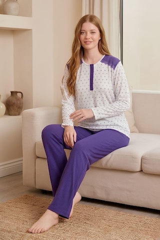 Mecit Pijama Mecit 6355 Mor Büyük Beden Kadın Pijama Takımı