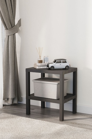 2 Katlı Dikey Raf, Plastik Sehpa, Çiçeklik, Saksılık, Banyo Mutfak Rafı, Siyah Siyah