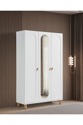 Pema Home Masal %100 Mdf Membran 3 Kapaklı Dolap Gardırop Beyaz