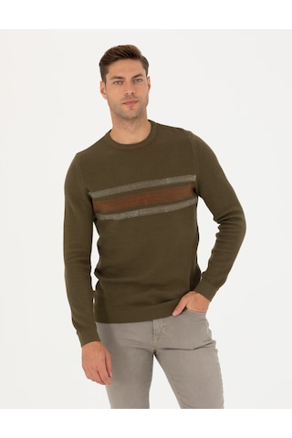 Pierre Cardin Erkek Koyu Haki Triko Kazak 50278095-vr111 Koyu Haki
