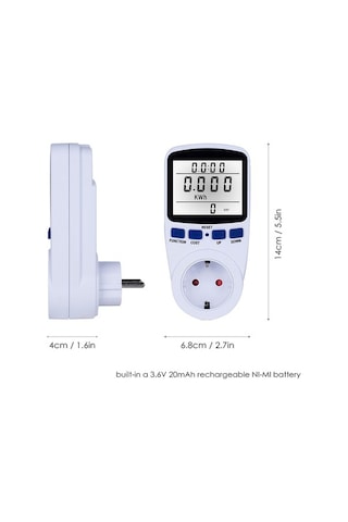 Ulzyvf Lcd Ekran Güç Ölçer Soket, Enerji Watt Volt Amper Kwh Tüketim Analizörü, Arka Aydınlatmalı 230v 250v Ab Fişi