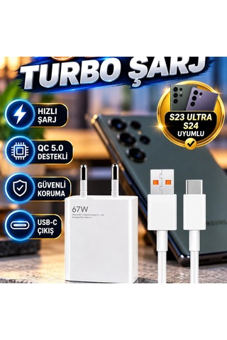 Samsung S23 Ultra Ve S24 Uyumlu 67w Hızlı Şarj Adaptörü Qc 5.0 Destekli