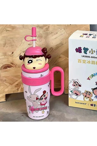 Lyon Taşın Büyük Kapasiteli Yalıtım Hasır Fincan 800ml Pembe Pembe