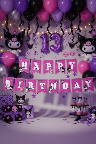 Kuromi Happy Birthday Banner Flama 17x170 Cm Asmalı Doğum Günü Parti Süsü Genel