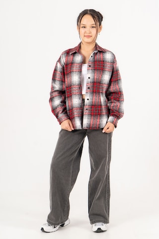 Kız Çocuk Yumuşak Dokulu Kareli Oduncu Gömlek 3172 Kırmızı