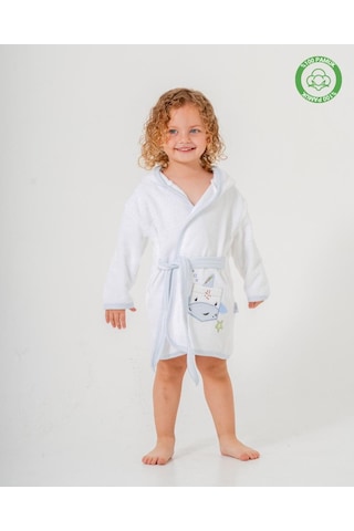 Balinalı Bornoz Beyaz-mavi Beyaz - Mavi