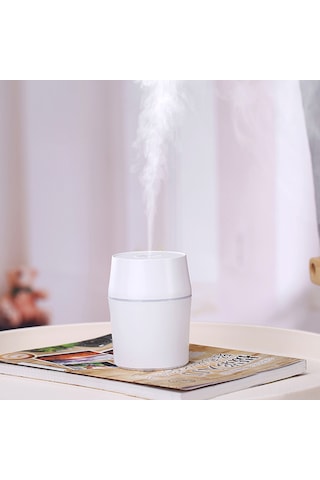 Moveevo Mini Nemlendirici Otomobil Ev Ofis Kullanıma Uygun Usb Şarjlı Otomatik Kapanma Özelliği Aromalı Buhar Beyaz 200ml
