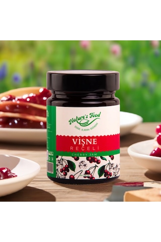 Vişne Reçeli Premium Series 400gr Cam Şişe %65 Vişne Doğal İçerik Doğal Tat, Nature's Food