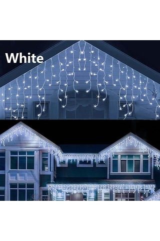 Fastbuy Soğuk Beyaz Led Icicle Dize Işıklar 4m 12m Peri Işıklar Noel Çelenk Yeni Yıl Düğün Teras Bahçe Partisi Koridor Saçak Soğuk Beyaz
