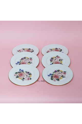 Rose Deluxe Porselen 6'lı Pasta Tabağı Pembe