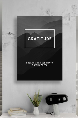 Gratitude Temalı İlham Veren Minimal Kanvas Sanat Tablosu Modern Dekoratif Duvar Tasarımı