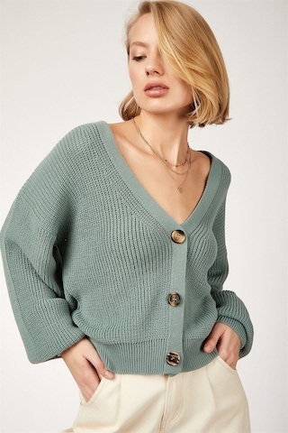Aqe Fashion Kadın Mint Yeşili 3 Düğmeli Kolu Volanlı Hırka Mint Yeşili