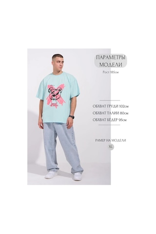 Sılkworm Baskılı Oversize Tişört 268897619 Açik Mavi