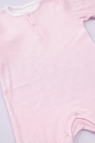Boumini Bebek Uzun Kollu Çıtçıtlı Tulum Pembe Çizgili-çizgili Pembe