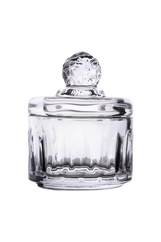 Lüx Mini Cam Şekerlik & Cam Lokumluk, Kesme Cam Lüx Şekerlik 7.5cm 9.2cm - 06644 Açık Kahverengi