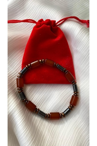 Akik Ve Hematit Doğal Taşı Bileklik Çok Renkli