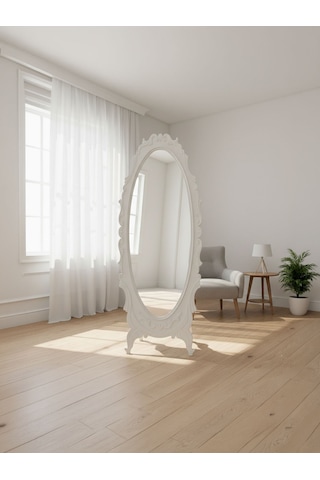 Roselle Ahşap Boy Aynası Beyaz