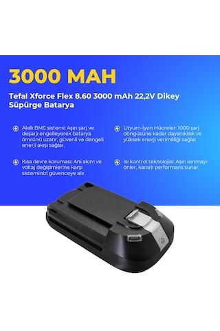 Tefal Xforce Flex 8.60 3000 Mah 22,2v Dikey Süpürge Batarya