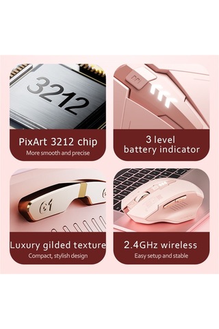 Inphıc F8 Şarj Edilebilir 2.4g Kablosuz Oyun Çalışan Kız Fare Bilgisayar Dizüstü Dilsiz Fareler