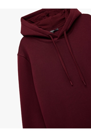 Koton Şardonlu Uzun Kollu Basic Kapşonlu Sweatshirt Bordo 6wam70015mk Bordo