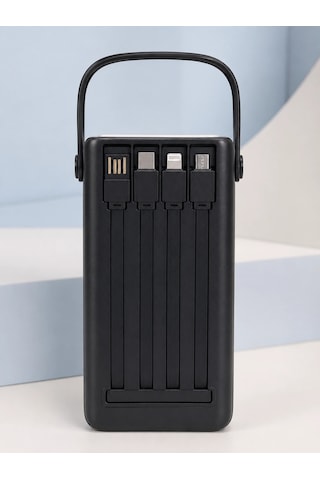 Led Aydınlatmalı Powerbank 50.000 Mah 22,5 W Hızlı Şarj 4 Dahili Kablolu Dijital Pil Göstergeli Batarya Diğer